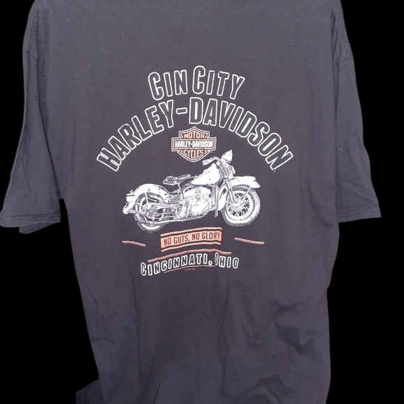 Harley-Davidson Black and Gold Short Sleeve Tee Cincinnati Ohio 2X Tall - Picture 7 of 8